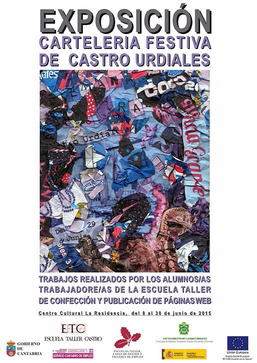 Cartel anunciador de la EXPOSICIÓN DE CARTELERÍA FESTIVA (trabajos realizados por alumnado de la Escuela Taller de Diseño Páginas WEB)